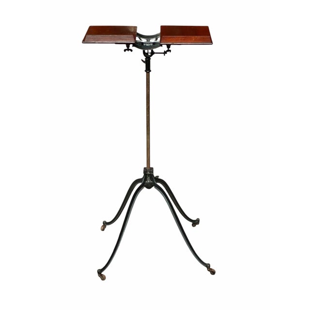 Black Antique Victorian Cast Iron & Cherry Dictionary Stand Rm Lambie New York For Sale - Image 8 of 11