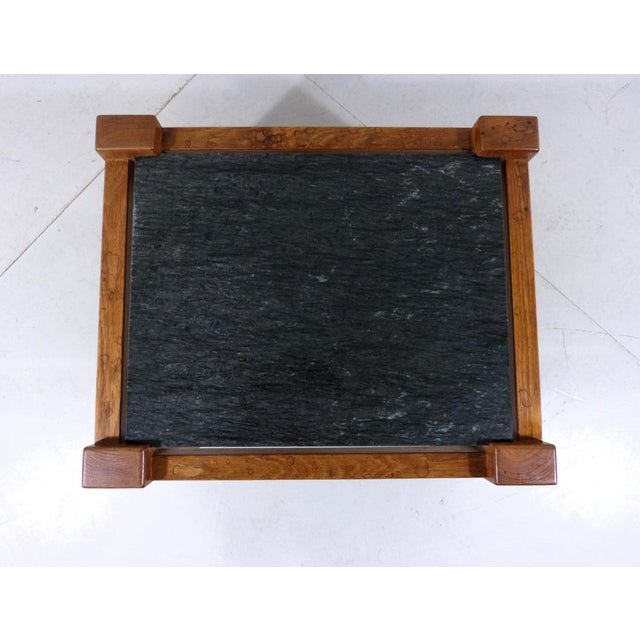 Wood Brutalist Coffee Table in Oak & Natural Stone, 1970s For Sale - Image 7 of 15