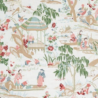 Schumacher Yangtze River Fabric in Aqua For Sale
