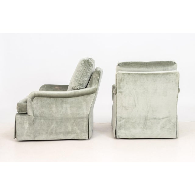 Baker Gray Velvet Upholstered Chairs and Ottoman For Sale - Image 9 of 12