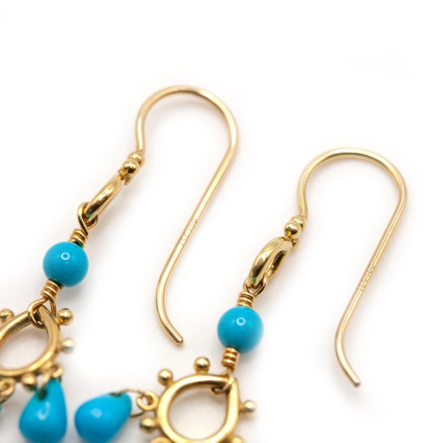 Metal Temple St. Clair 18k Yg Turquoise Drop Earrings-Set of 2 For Sale - Image 7 of 8
