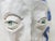 2010s Handcrafted Decorative Mug - Faces on 2 Sides - Blue Eyes and Green Eyes - Ooak For Sale - Image 11 of 18