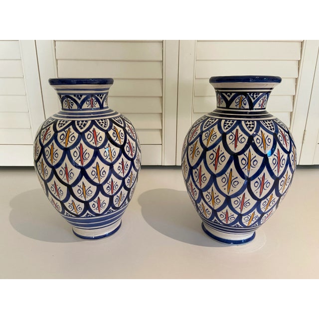 Ceramic Late 20th Century Handcrafted and Glazed Moroccan Ceramic Vases - Set of 2 For Sale - Image 7 of 7