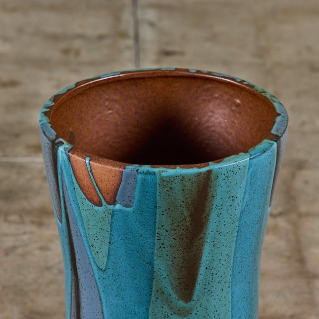 Mid-Century Modern David Cressey Pro/Artisan Blue Flame-Glaze Sand Urn for Architectural Pottery For Sale - Image 3 of 12