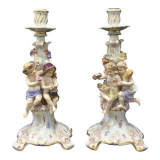 Meissen 4-Seasons Figural Candlesticks For Sale