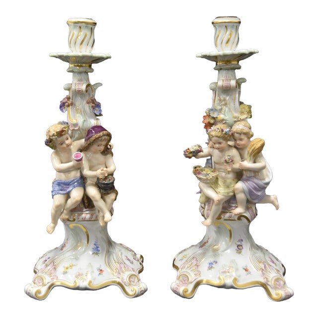 Meissen 4-Seasons Figural Candlesticks For Sale