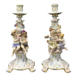 Meissen 4-Seasons Figural Candlesticks
