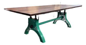 Custom Table With Vintage Hure Cast Iron Base and New Walnut Top