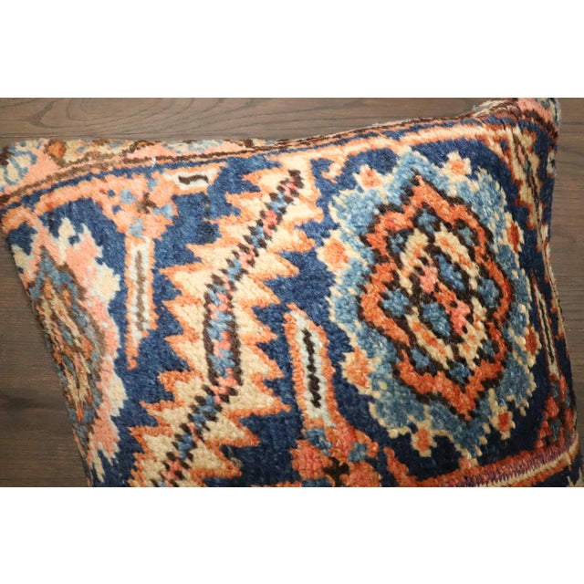 Antique Zabihi Collection Persian Heriz Sewn Rug Pillow For Sale - Image 4 of 4