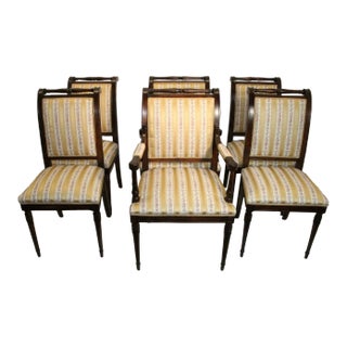 Early 20th Century Set of 6 Regency Style Maple Dining Room Chairs, New Upholstery For Sale