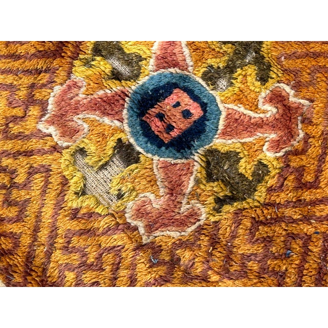 Rectangular Tibetan Style Geometric Medallion Graphic Wool Rug Carpet For Sale - Image 11 of 11
