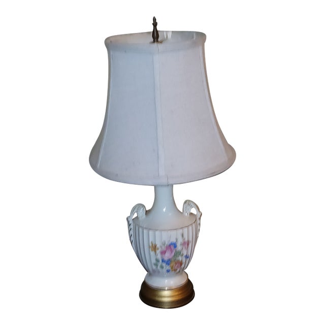 Vintage German Dresden Style Porcelain Urn Table Lamp For Sale