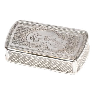 Intricate Engine Turned Pattern Antique Victorian 800 Silver Snuff Box Tobacciana For Sale