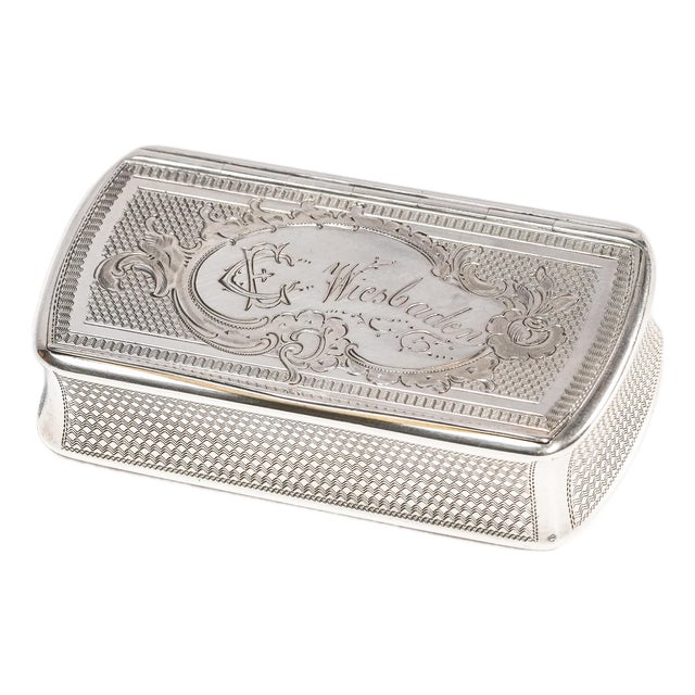 Intricate Engine Turned Pattern Antique Victorian 800 Silver Snuff Box Tobacciana For Sale