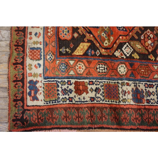 Late 19th Century 1890s Brown Medallion Tribal Antique n.w. Persian Rug 4'3" X 13' Handknotted Wool Carpet For Sale - Image 5 of 11