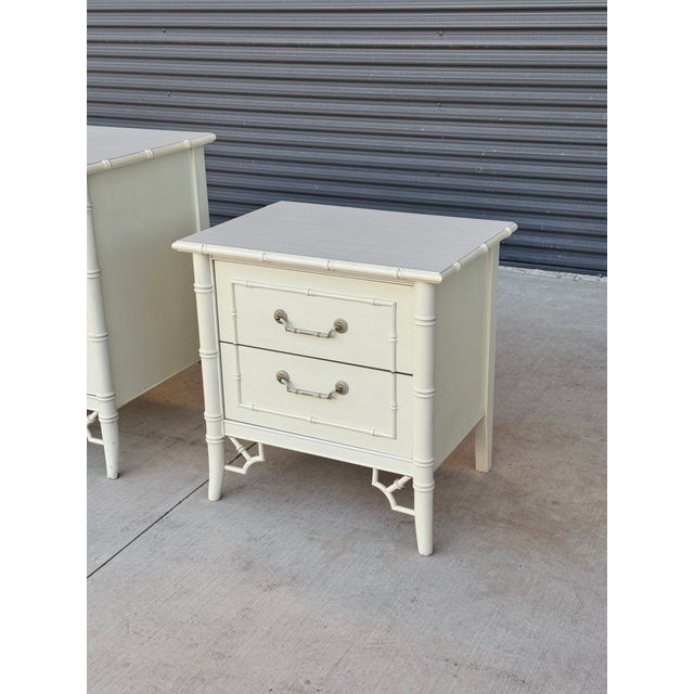 Vintage Thomasville Faux Bamboo 2-Drawer Nightstand - Coastal Palm Beach Regency For Sale In Austin - Image 6 of 10