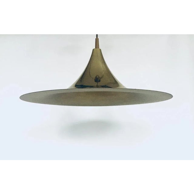 Postmodern Witch Hat Gold Pendant Lamp, 1980s For Sale - Image 6 of 13