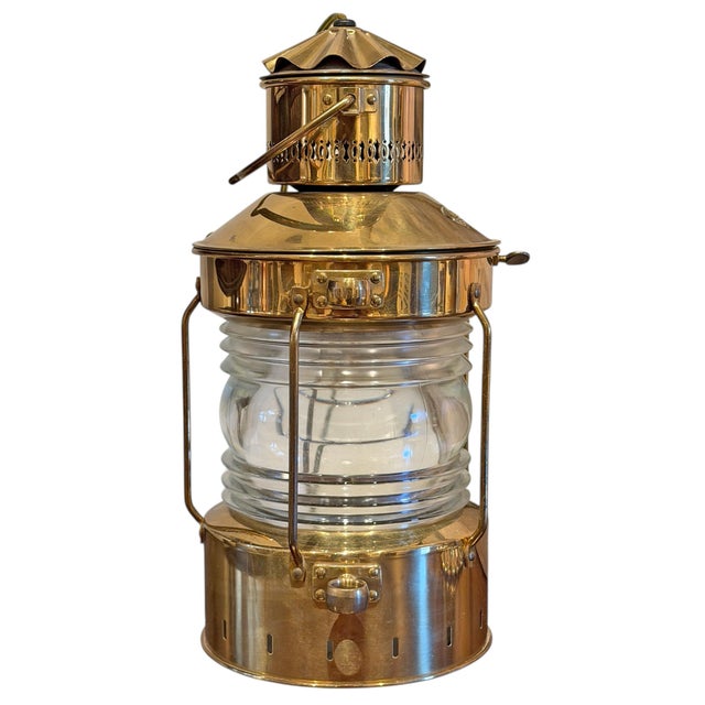 Mid 20th Century Mid 20th Century Brass Ship's Lantern Pendant Light For Sale - Image 5 of 16