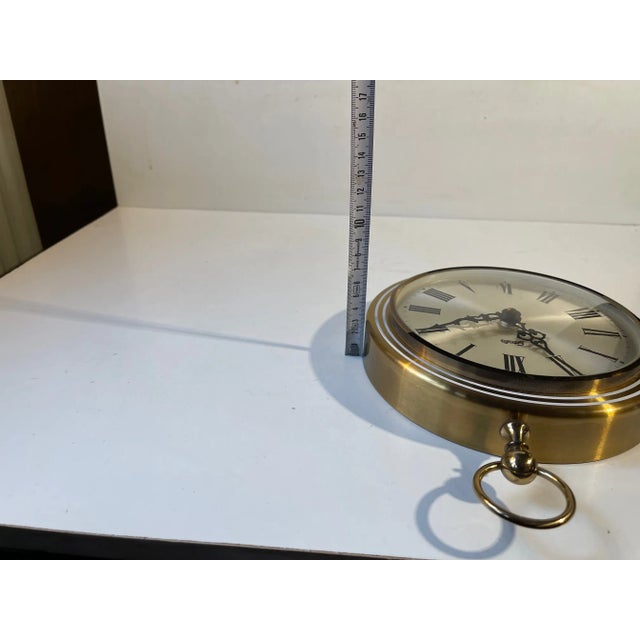 Vintage Genfa Wall Clock in Brass For Sale - Image 6 of 7
