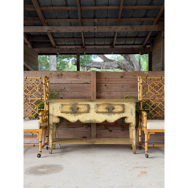 Vintage Rustic Spanish Colonial Style Distressed Console Table With Drawers For Sale - Image 12 of 12