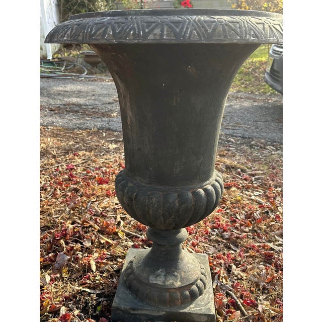 Late 20th Century Late 20th Century Estate Sized Cast Iron Garden Urn For Sale - Image 5 of 6