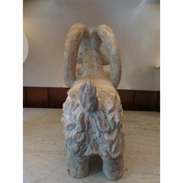 Taupe Mid Century Terracotta Ram Sculpture by Austin Productions Dated 1961 For Sale - Image 8 of 12