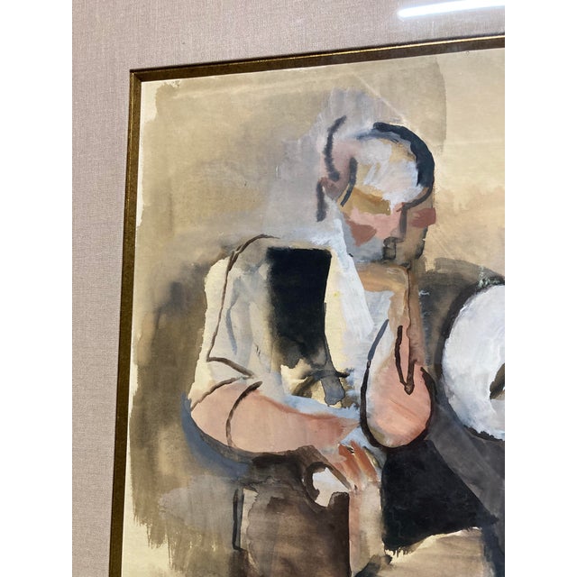 Manolo Ruiz-Pipó, Couple Biotin, Watercolor and Gouache, 1959, Framed For Sale - Image 4 of 14