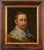 Northern European school pair of oil on panel bust-length pendant portraits depicting a man and a woman in fine clothing,...