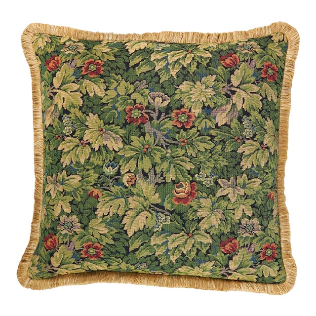 Verdure Chambord Cushion With Gold Fringe With Feather Filler - 48x48cm (19"x19") For Sale