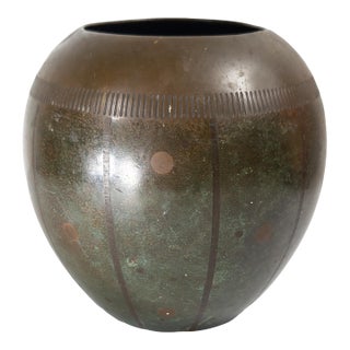 Mid-Century Modernist German WMF Bronze Vase Attributed to Paul Haustein For Sale