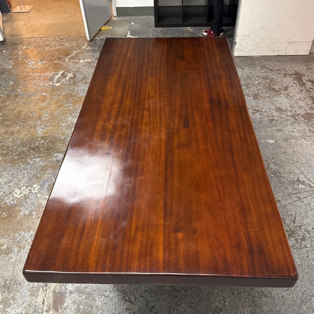 Wood Contemporary Rectangular Double Pedestal Dining Table For Sale - Image 7 of 12