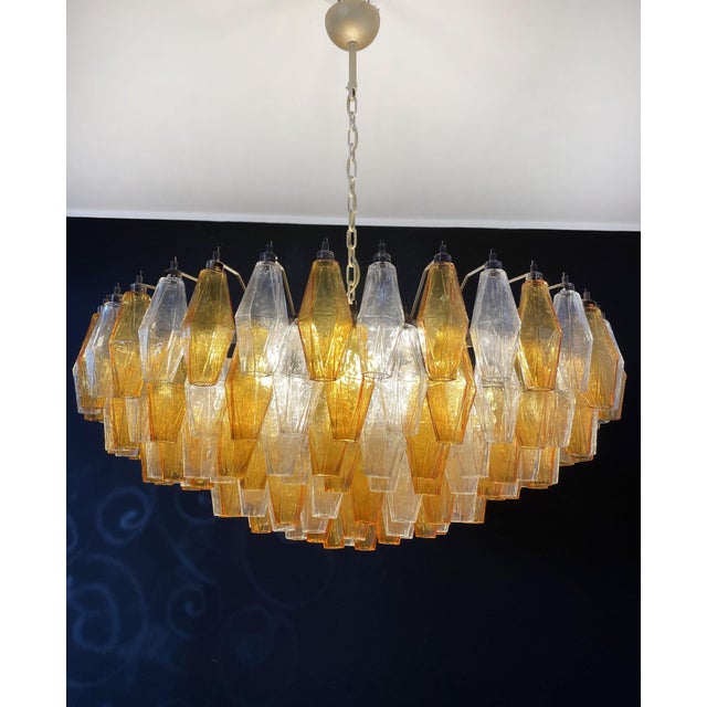 Amber & Clear Poliedri Murano Glass Ceiling Light, 1990s For Sale - Image 15 of 18