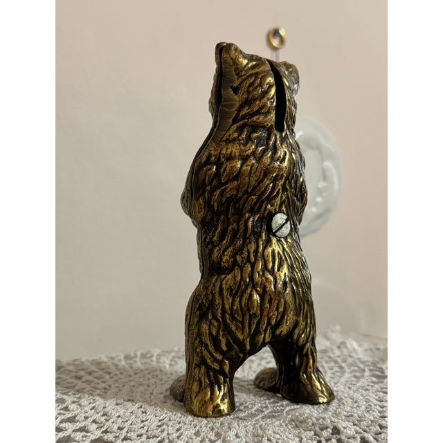 Brass Vintage Solid Brass Bear Coin Bank For Sale - Image 8 of 14