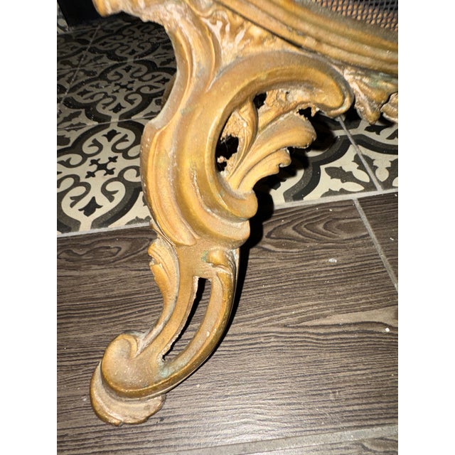 Antique 19th-Century French Louis XV Style Brass (Bronze) Fireplace Screen For Sale - Image 4 of 12