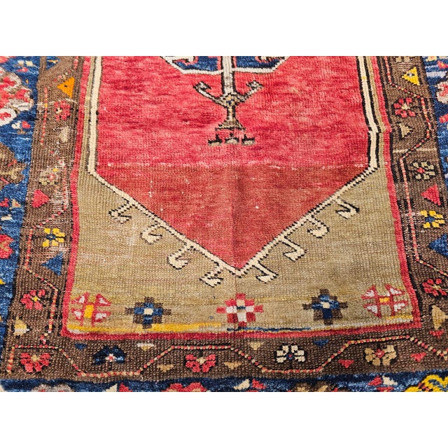 19th Century Handwoven Anatolian Village Area Rug, Wool, Vegetable Dyed, 4' x 5' For Sale - Image 4 of 18