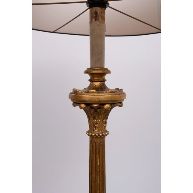 1950s Italian Rococo Style Gilt Wood Floor Lamp, 1950s For Sale - Image 5 of 13
