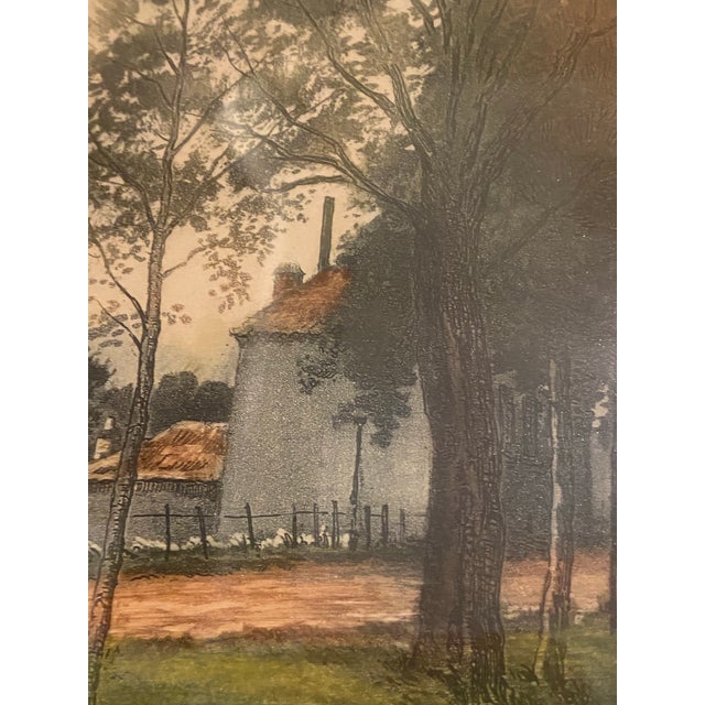 Antique French Canal Landscape Etching Signed F. Roth, Framed For Sale - Image 11 of 12