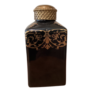 Mid 20th Century Dominic Chinese Cobalt Blue Porcelain Lidded Jar 24k Gold Ornament