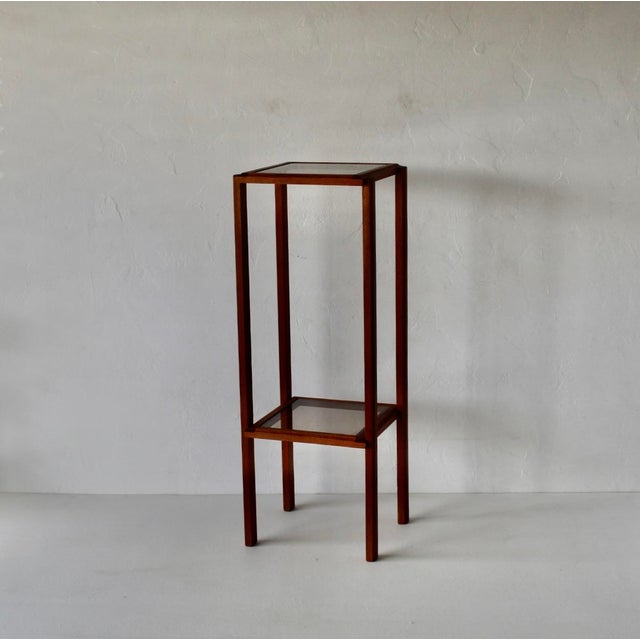 Mid-Century Modern Danish Style Modern Teak Plant Stand Two Tier Smoked Glass For Sale - Image 3 of 14
