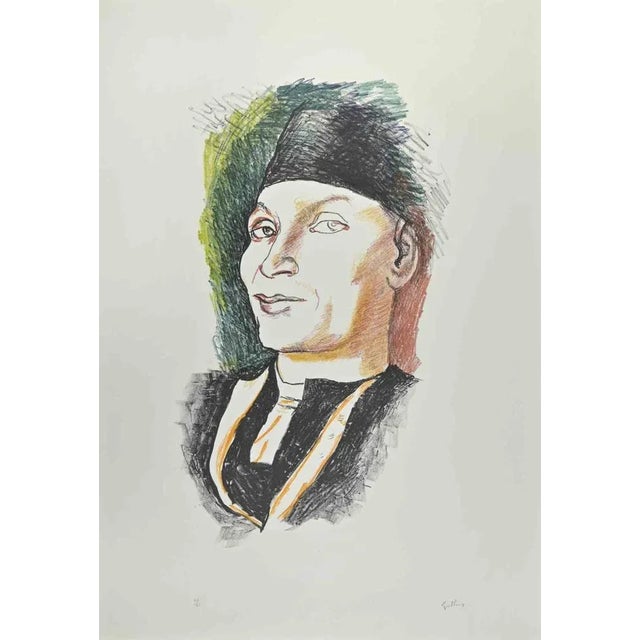 Homage to Antonello da Messina is a lithograph realized by Renato Guttuso in 1980. Hand-signed on the lower. Numbered,...