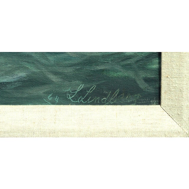 1960s Mid Century Idaho Pack River Landscape Painting by Laura Lindberg For Sale - Image 5 of 7