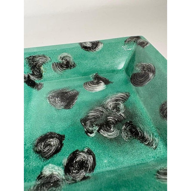 Green Ceramic Ashtray with Decorative Motifs, France, 1970s For Sale - Image 9 of 12