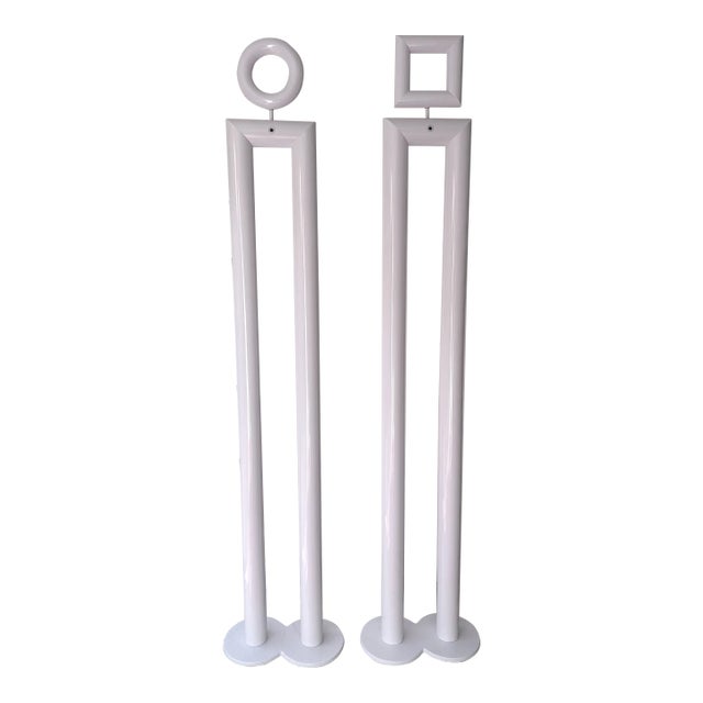 Pair of Metal Floor Lamps Boy and Girl by Remo Buti for Neofos. Italy, 1980s For Sale