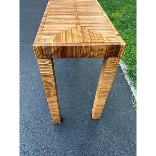 Billy Baldwin Style Wrapped Wicker Console Table With Minimalist Design For Sale - Image 12 of 18