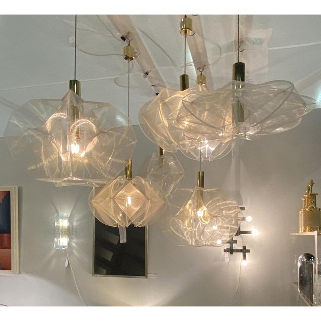 Pendant Lamp in Acrylic Glass, Wire and Brass, 1970s For Sale - Image 15 of 18