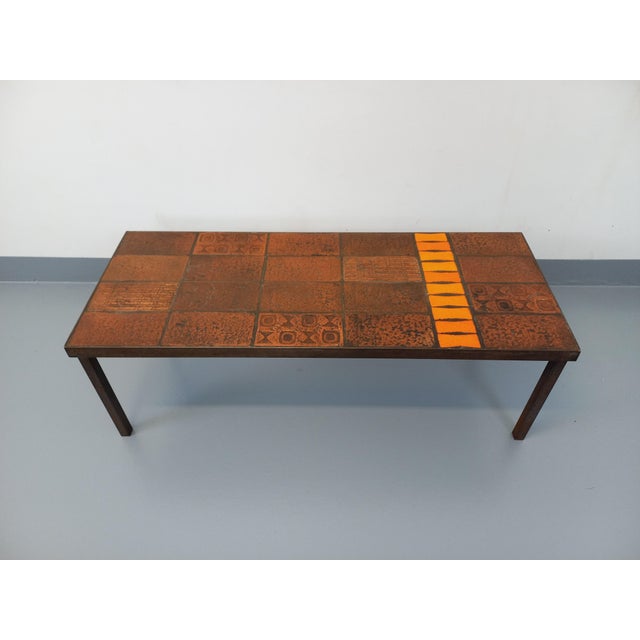 Vintage Rectangular Coffee Table in Steel and Ceramic by Jean Jaffeux, 1960s For Sale - Image 6 of 14