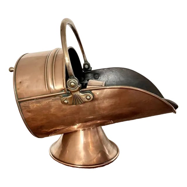 Victorian Copper Coal Scuttle and Shovel, 1880s, Set of 2 For Sale