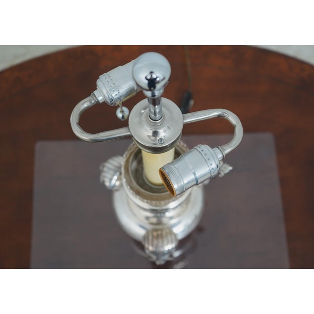 Italian Silver Plate Lion Head Granite Italian Style Lamp For Sale - Image 3 of 10