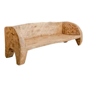 Mid 20th Century Primitive Carved Timber Indian Bench