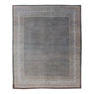 Antique Hand Knotted Persian Tabriz Rug With All-Over Design in Muted Tones For Sale